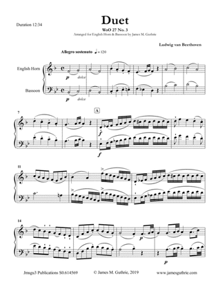 Book cover for Beethoven: Duet WoO 27 No. 3 for English Horn & Bassoon