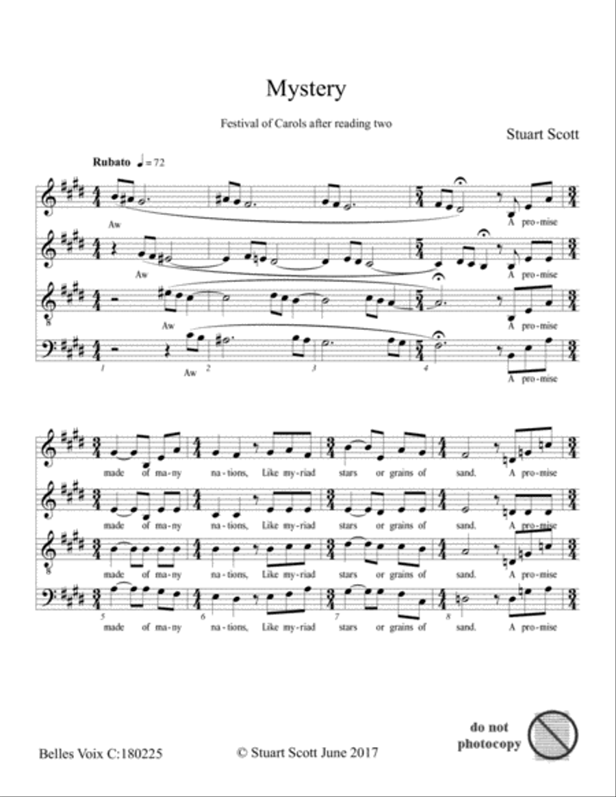 Mystery (Lessons and Carols) 4-Part scores gallery preview page 1