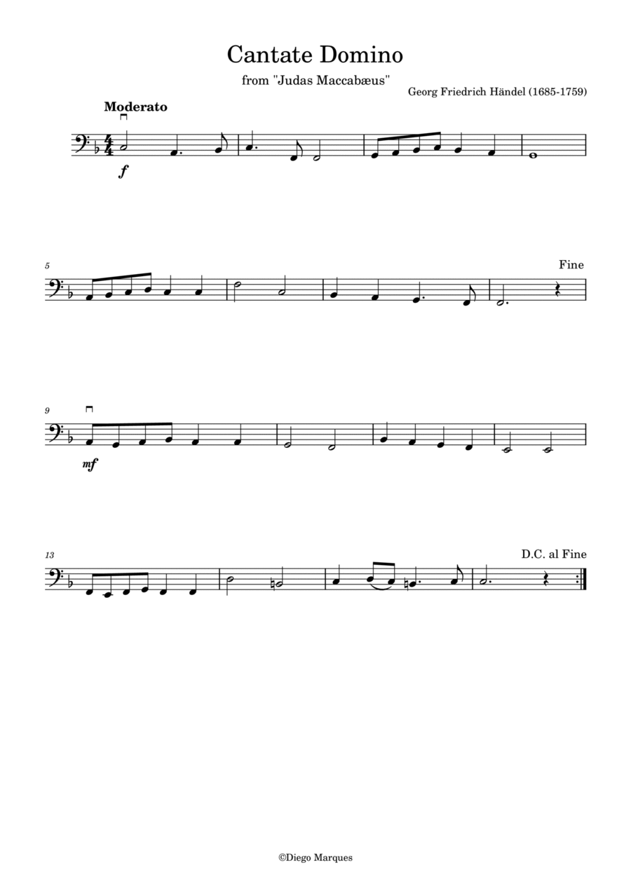 Cantate Domino in F Cantate Domino in F Cello Solo scores gallery preview page 1