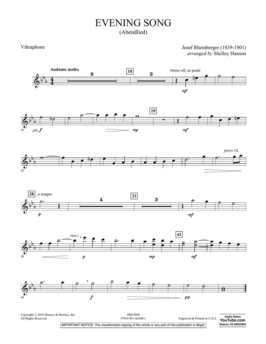 Evening Song (Abendlied) - Vibraphone Concert Band scores gallery preview page 1