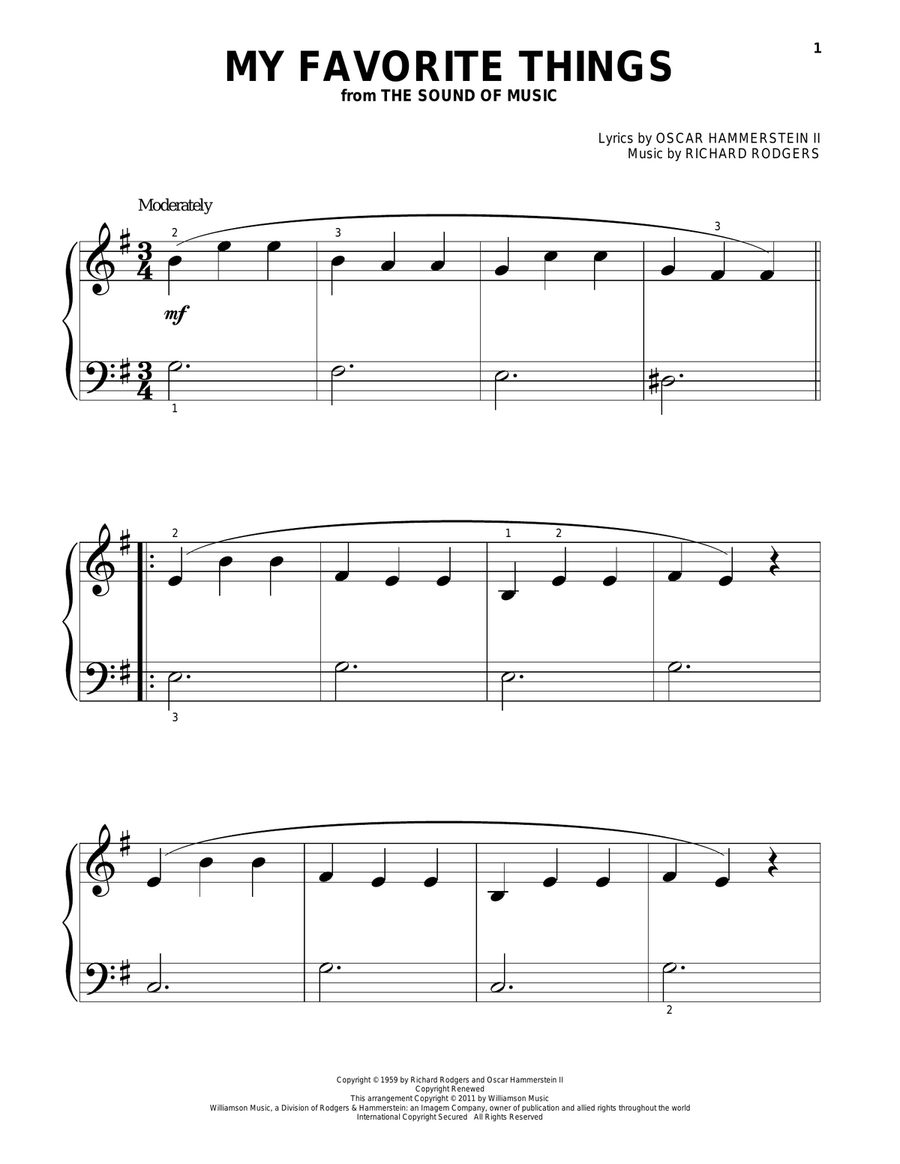 My Favorite Things Easy Piano scores gallery preview page 1
