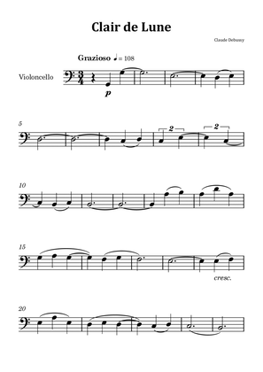 Clair de Lune by Debussy - Cello Solo