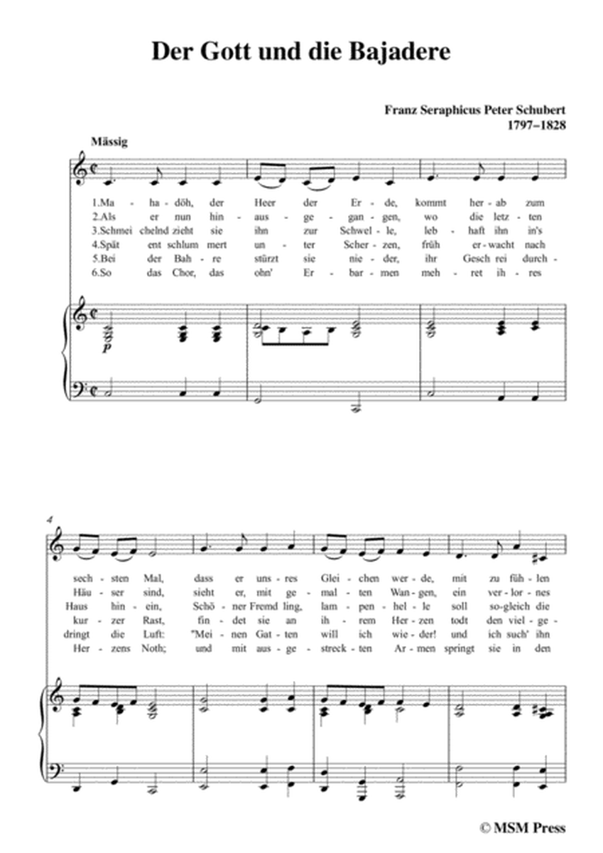 Schubert-Der Gott und die Bajadere,in C Major,for Voice&Piano image number null