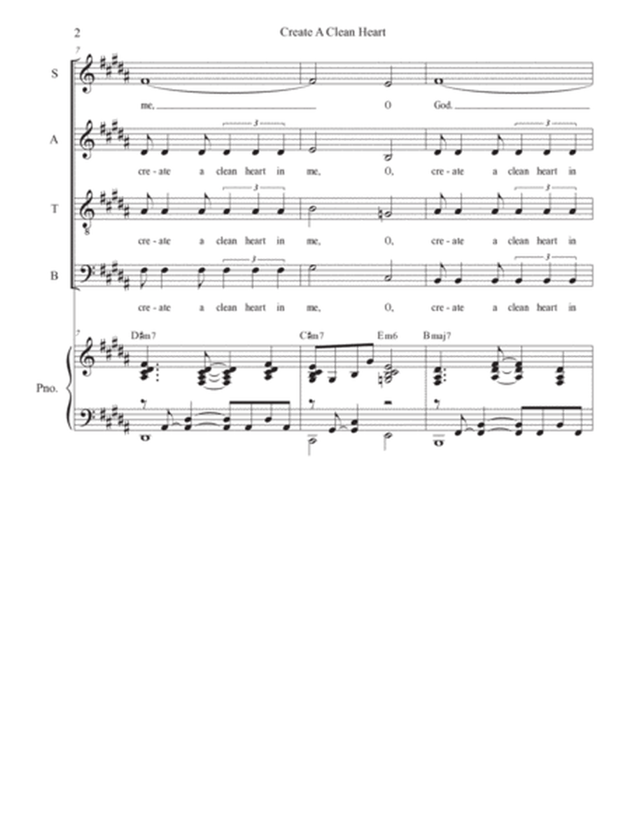 Create A Clean Heart (Psalm 51) (Vocal Quartet - (SATB) image number null
