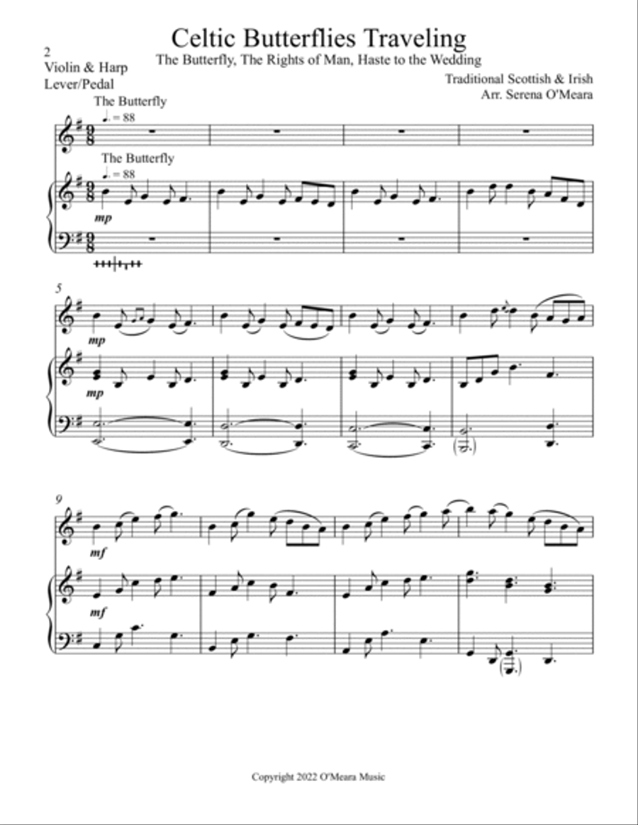 Celtic Butterflies Traveling, Duet for Violin & Harp String Duet scores gallery preview page 2