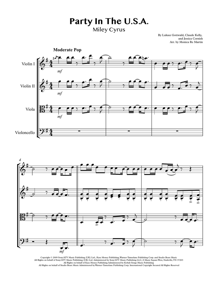 Party In The U.s.a. String Quartet scores gallery preview page 3