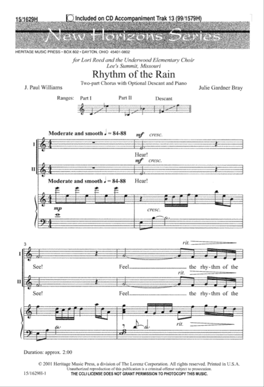 Rhythm of the Rain 3-Part scores gallery preview page 1