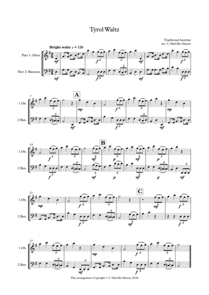 Tyrol Waltz - Oboe & Bassoon Duet image number null