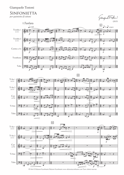 Giampaolo Testoni: SINFONIETTA (ES 964) - Score Only