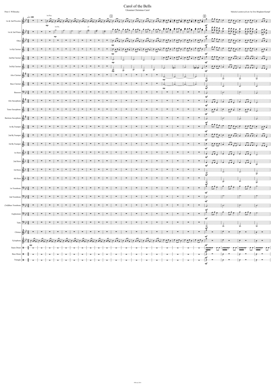 Carol of the Bells Concert Band scores gallery preview page 1
