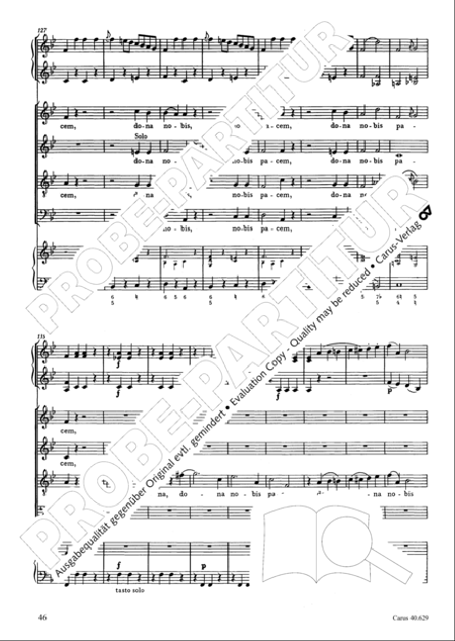 Missa brevis in B flat major 4-Part scores gallery preview page 47
