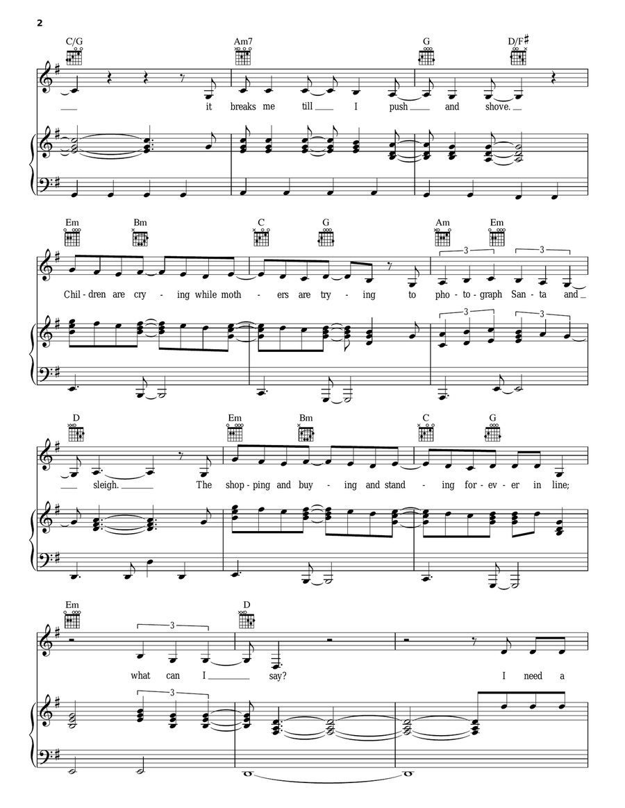 I Need A Silent Night Piano, Vocal, Guitar scores gallery preview page 2