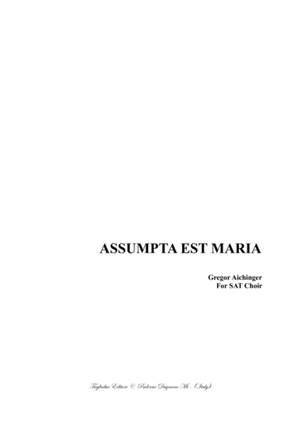 ASSUMPTA EST MARIA - Aichinger - For SAT Choir image number null