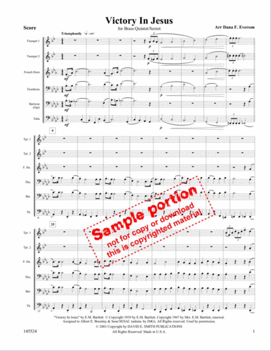 Victory In Jesus Brass Quintet scores gallery preview page 5