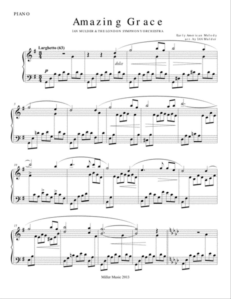 Amazing Grace Piano Solo scores gallery preview page 1