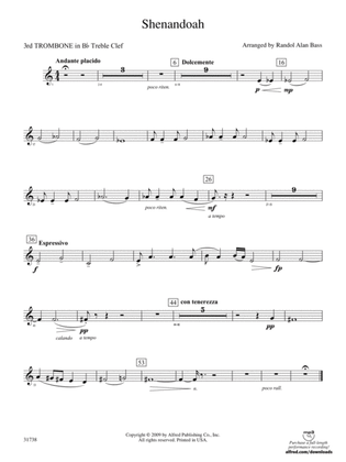 Book cover for Shenandoah: (wp) 3rd B-flat Trombone T.C.