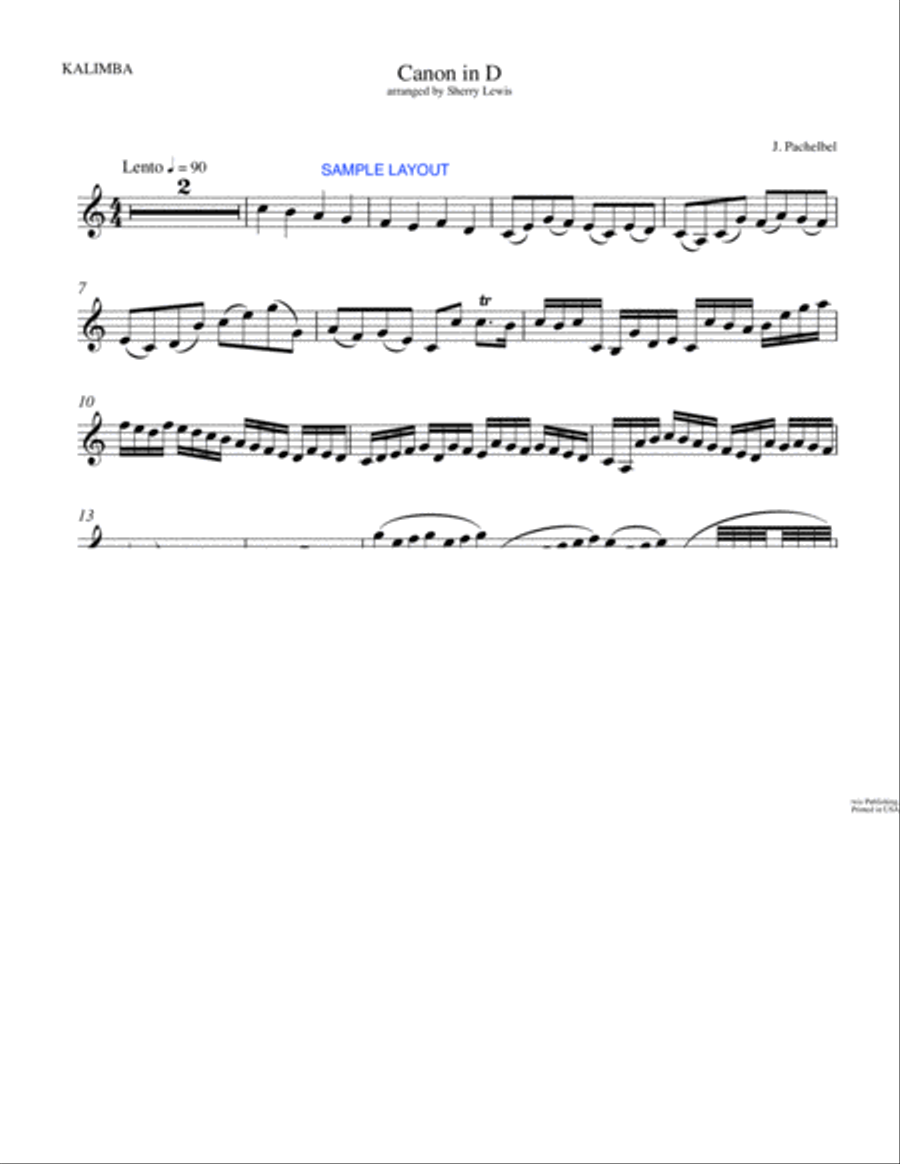 CANON by Pachebel for KALIMBA - THUMB PIANO Piano scores gallery preview page 3