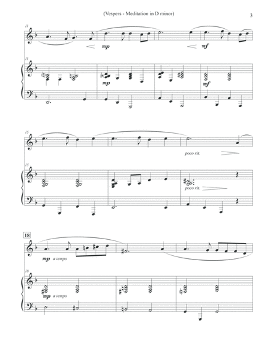 Vespers - Meditation in D minor - Oboe & Piano Piano scores gallery preview page 3