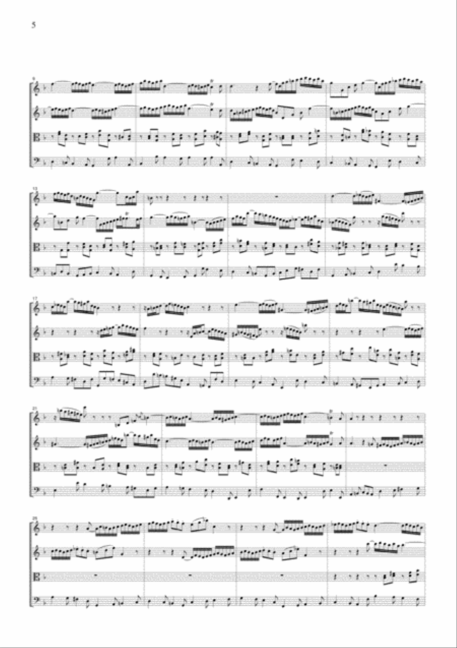 J.S.Bach Concerto for Violin and Oboe in d BWV1060, for string quartet, CB225 String Quartet scores gallery preview page 5