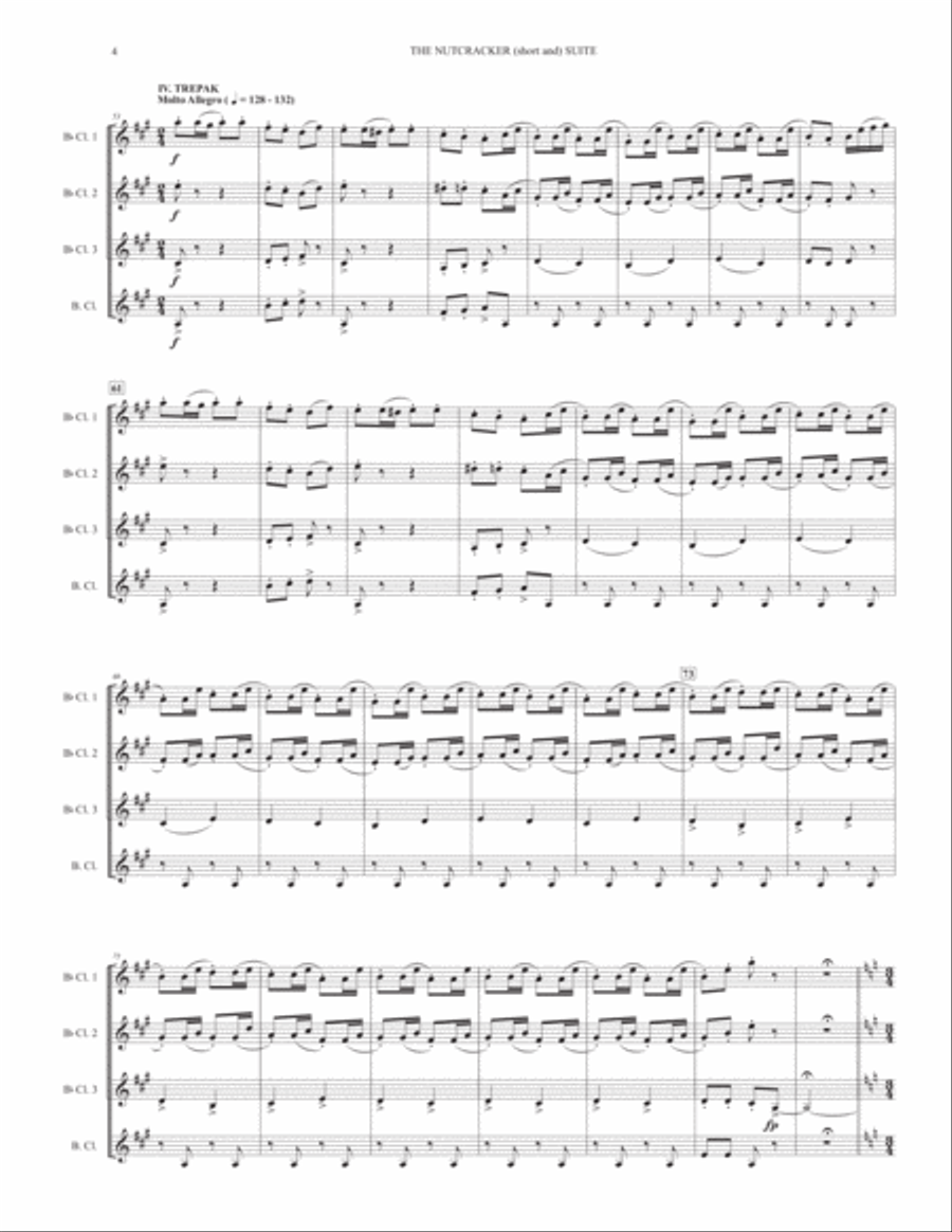 THE NUTCRACKER (short and) SUITE - for clarinet quartet Clarinet Quartet scores gallery preview page 4
