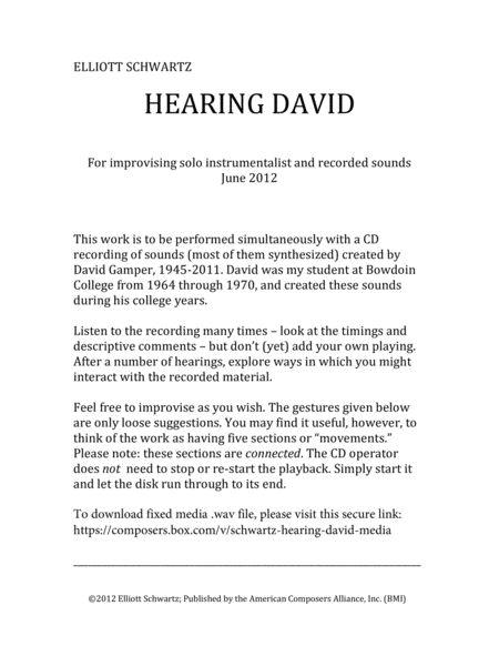 [Schwartz] Hearing David