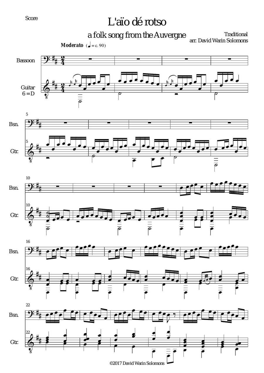 L'aio de rotso (spring water) for bassoon & guitar Bassoon scores gallery preview page 1