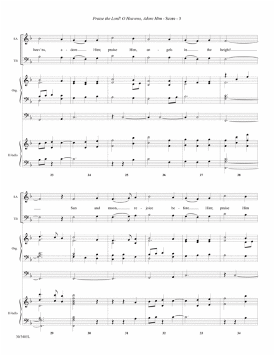 Praise the Lord! O Heavens, Adore Him - Reproducible Handbell Part 5-Octaves scores gallery preview page 5