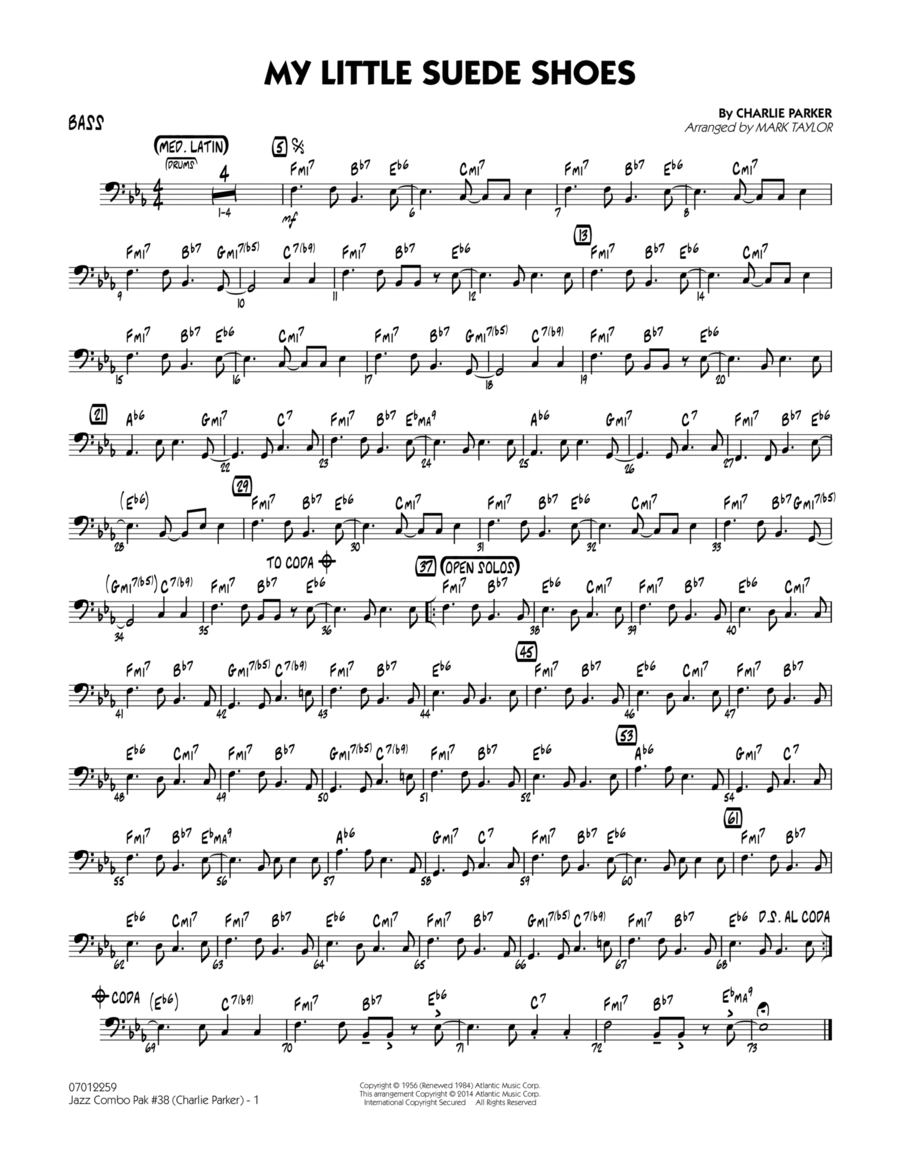 Jazz Combo Pak #38 (Charlie Parker) - Bass Jazz Ensemble scores gallery preview page 1