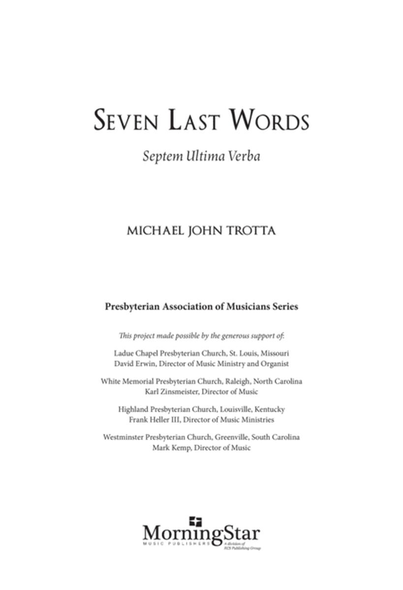 Seven Last Words (Septem Ultima Verba) (Choral Score)