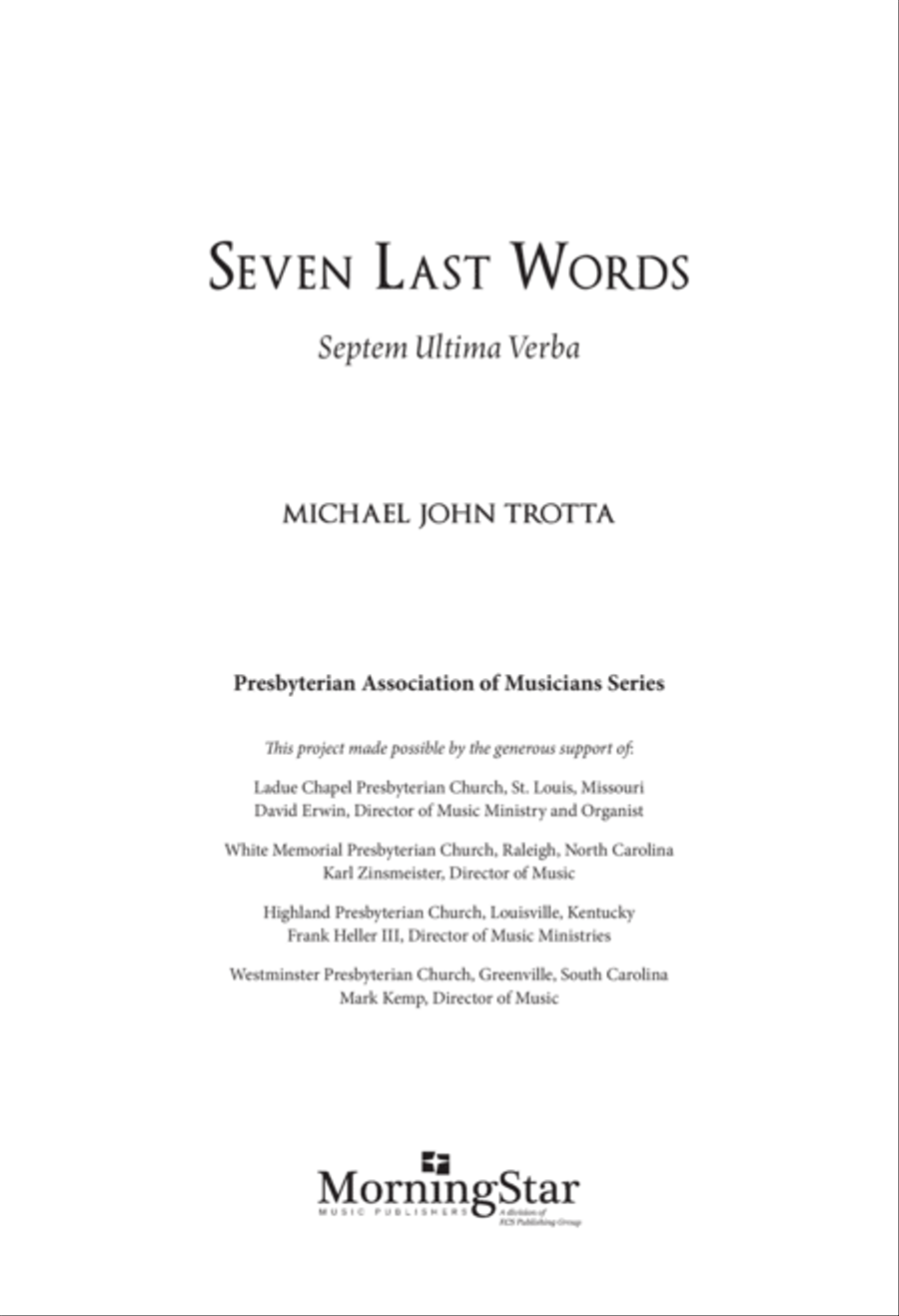 Seven Last Words (Septem Ultima Verba) (Choral Score)