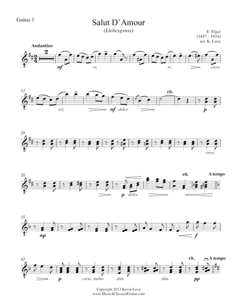 Salut D'Amour (Guitar Trio) - Score and Parts image number null