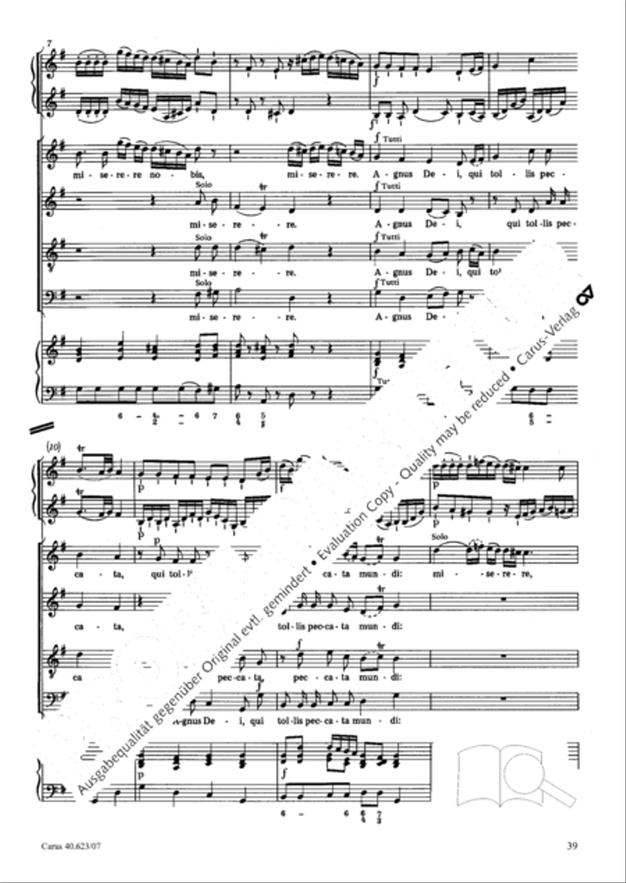 Missa brevis in G major 4-Part scores gallery preview page 40