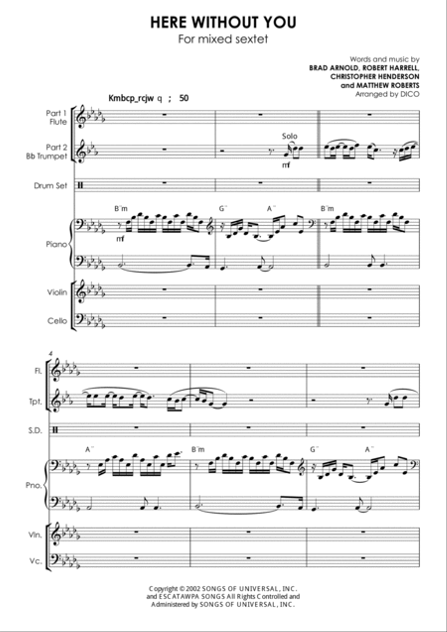 Here Without You Small Ensemble scores gallery preview page 2