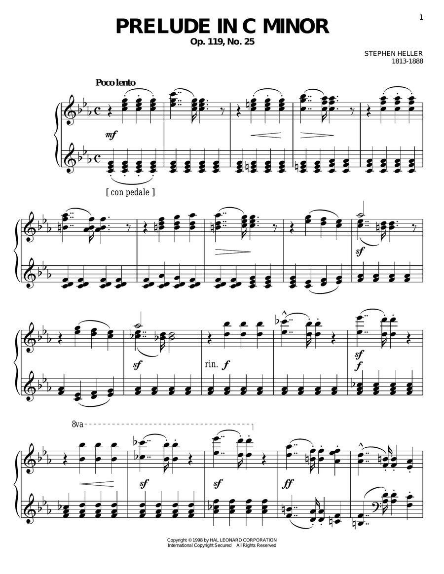 Prelude in C Minor, Op. 119, No. 25 Easy Piano scores gallery preview page 1