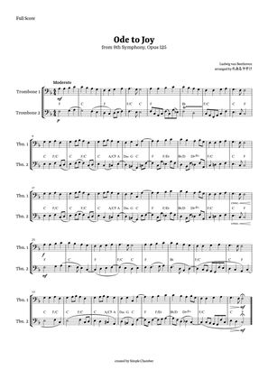 Ode to Joy for Trombone Duet by Beethoven Opus 125