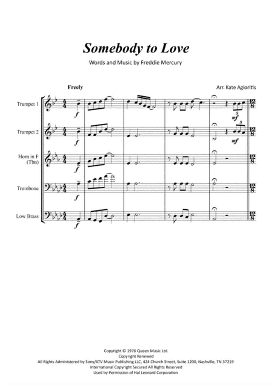 Somebody To Love Somebody To Love Brass Quartet scores gallery preview page 2