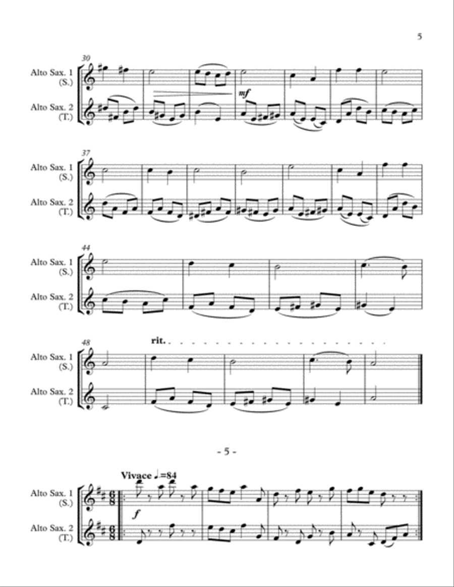 10 Little Duets for Teacher and Student (2 Alto Saxophones) Woodwind Duet scores gallery preview page 5