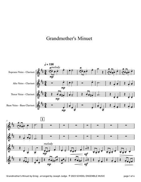 Grandmother's Minuet by Grieg for Clarinet Quartet in Schools image number null