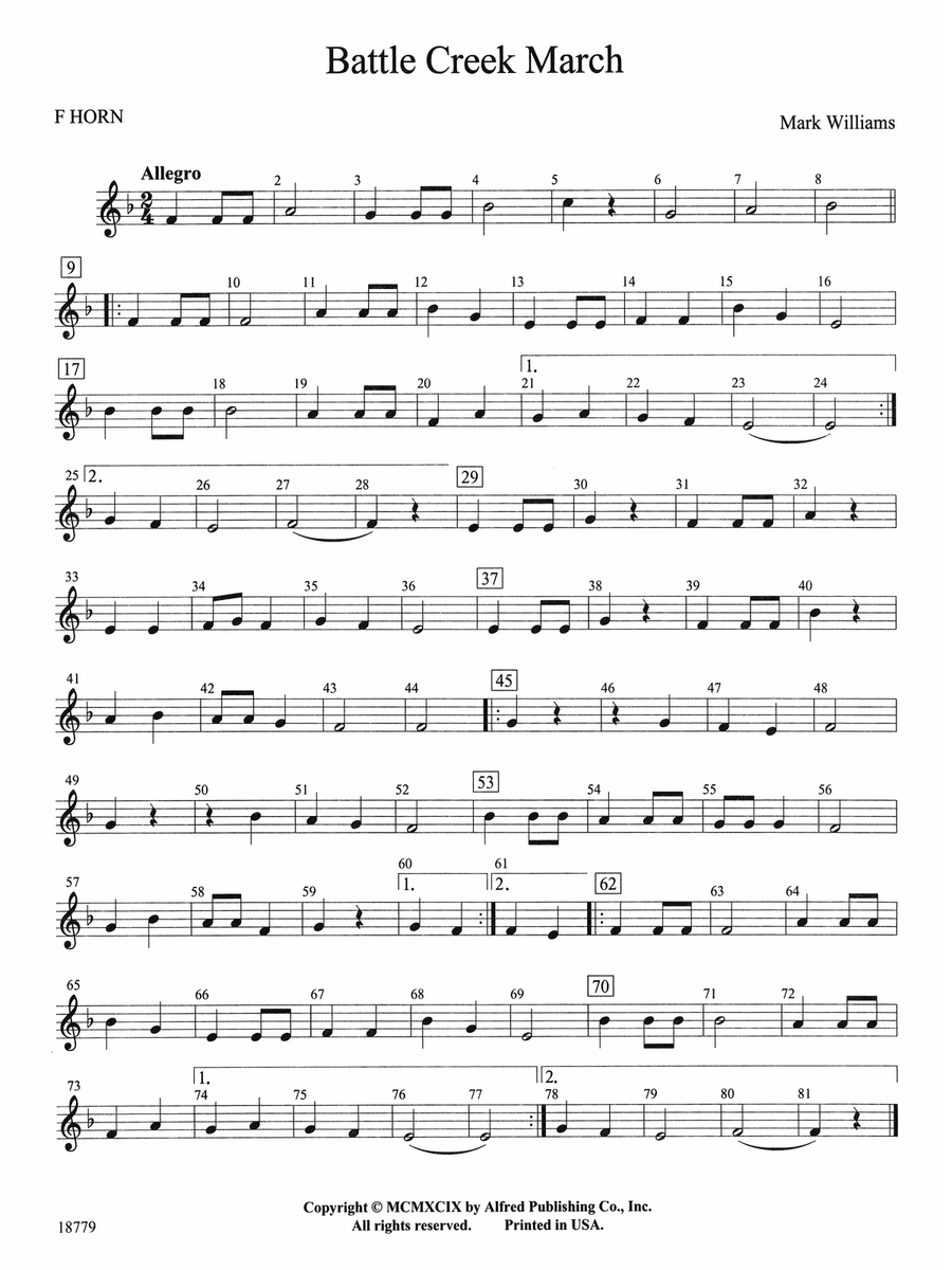 Battle Creek March: 1st F Horn