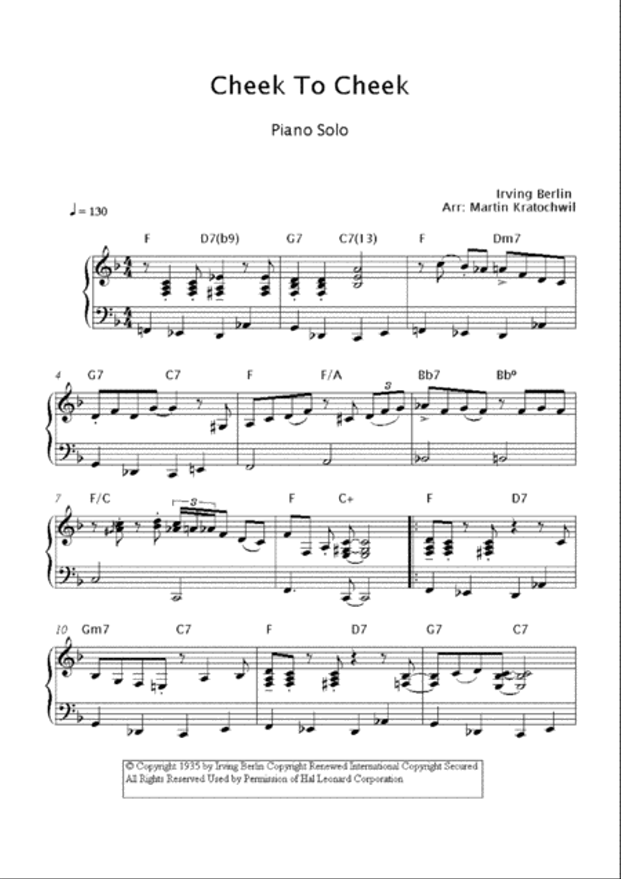 Cheek To Cheek Piano Solo scores gallery preview page 2