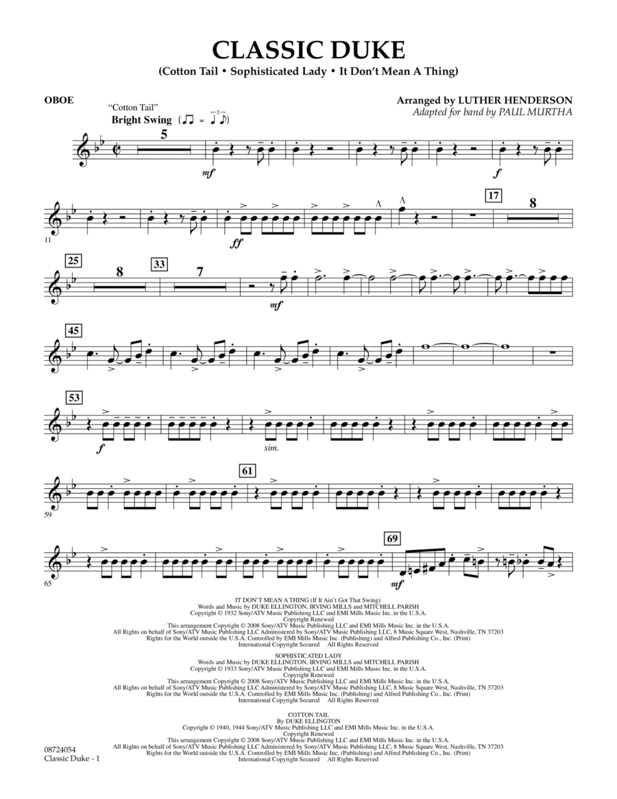 Classic Duke - Oboe Concert Band scores gallery preview page 1