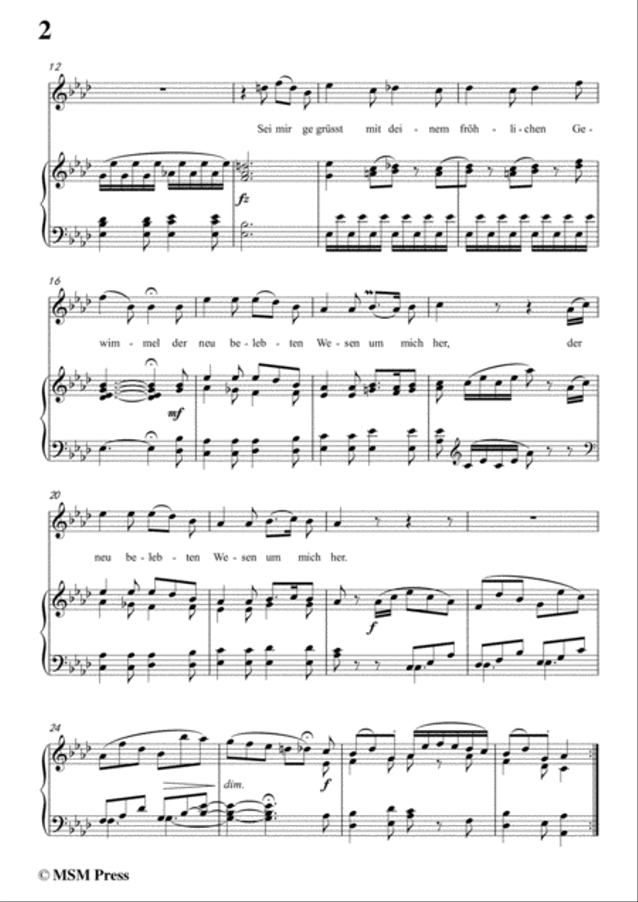 Schubert-Mein Gruss an den Mai,in A flat Major,for Voice&Piano Voice scores gallery preview page 4