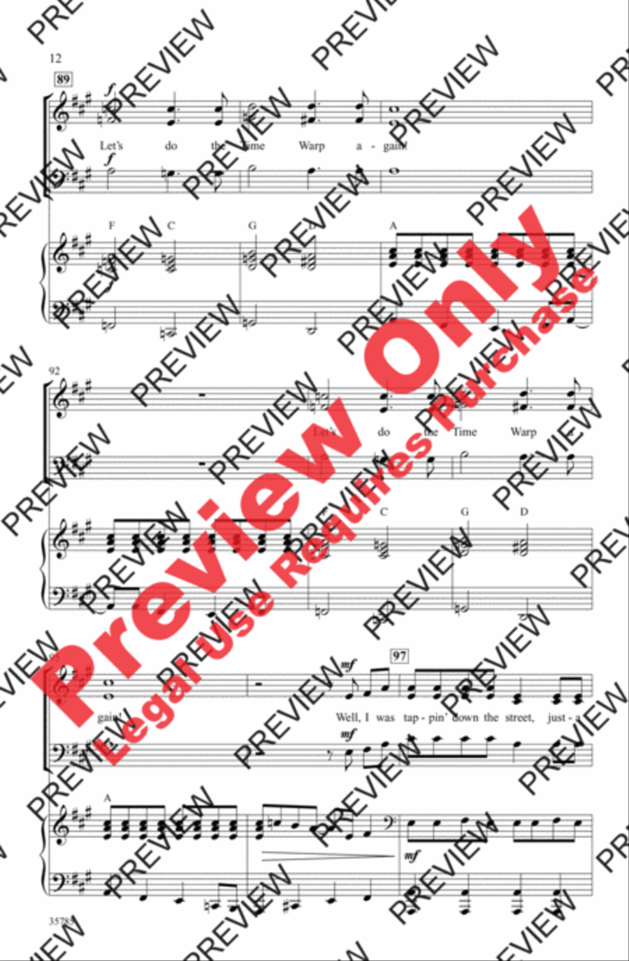 The Time Warp (from The Rocky Horror Picture Show) 3-Part scores gallery preview page 12