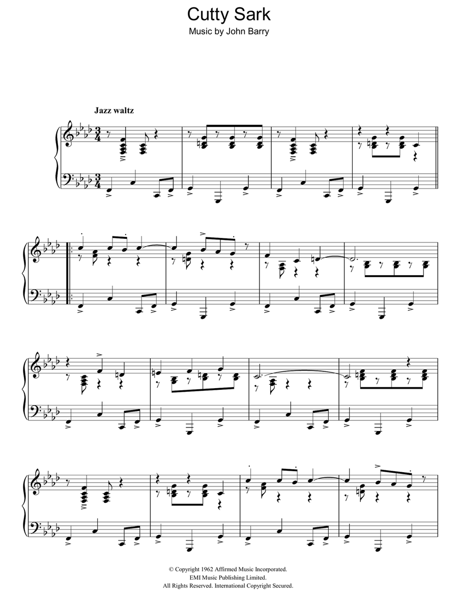 Cutty Sark Cutty Sark Piano Solo scores gallery preview page 1