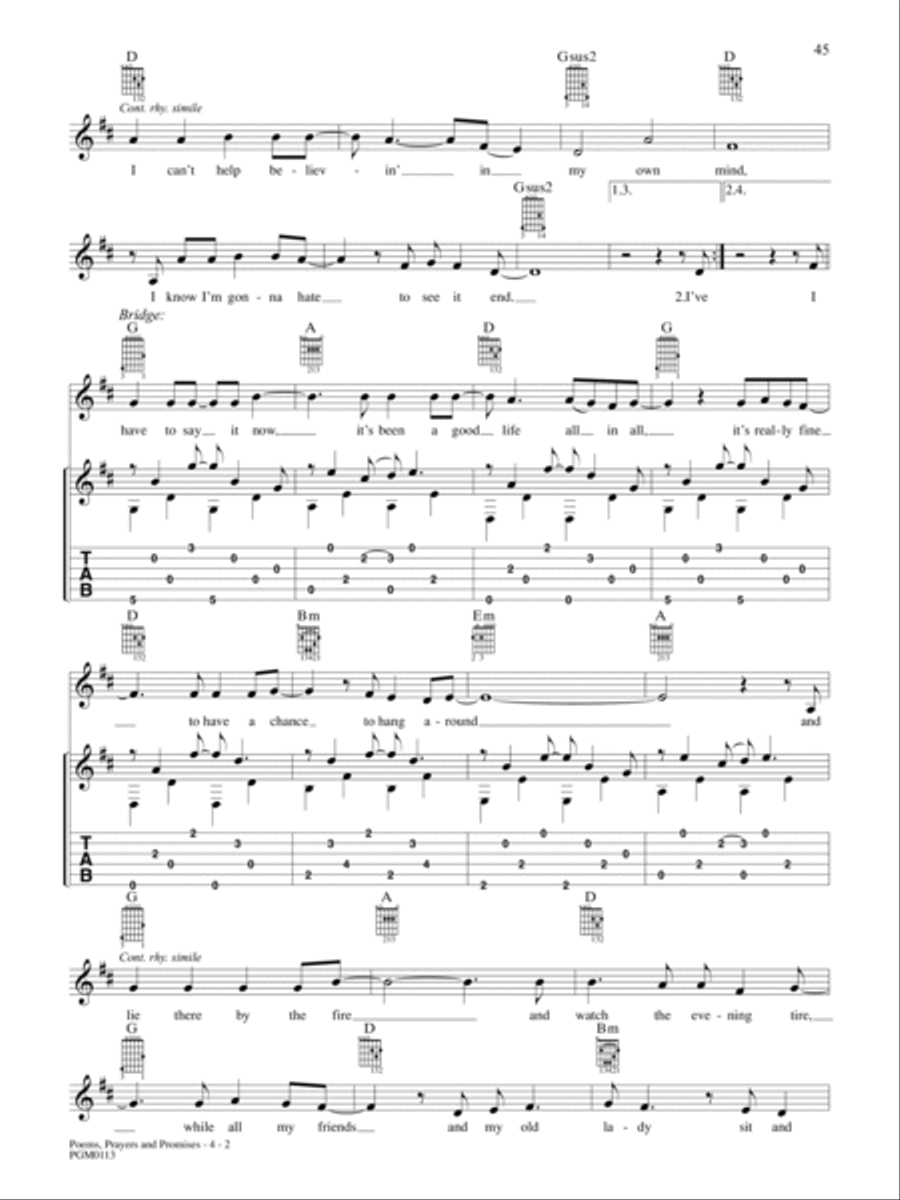 Poems, Prayers and Promises Guitar Tablature scores gallery preview page 2