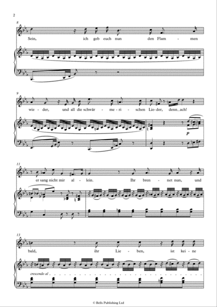 Als Luise die Briefe ihres ungetreuen Liebhabers verbrannte, K. 520 (Original key. C minor) Voice Solo scores gallery preview page 2