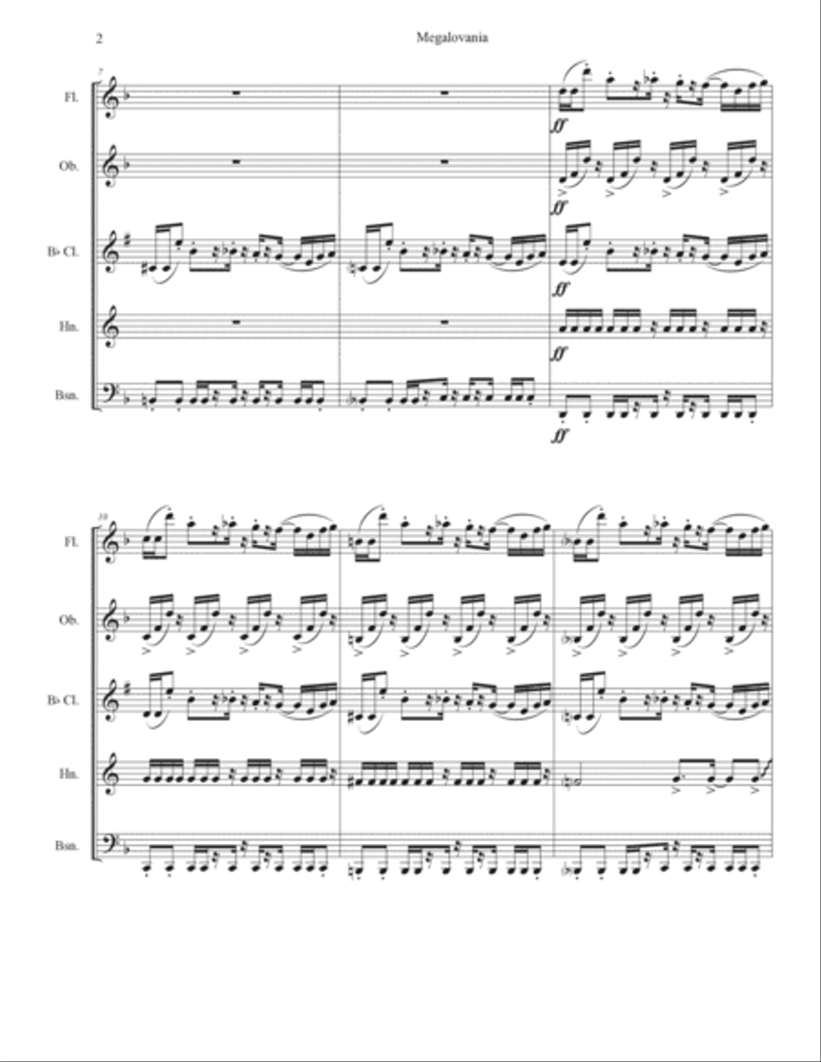 Megalovania Megalovania Woodwind Quintet scores gallery preview page 2