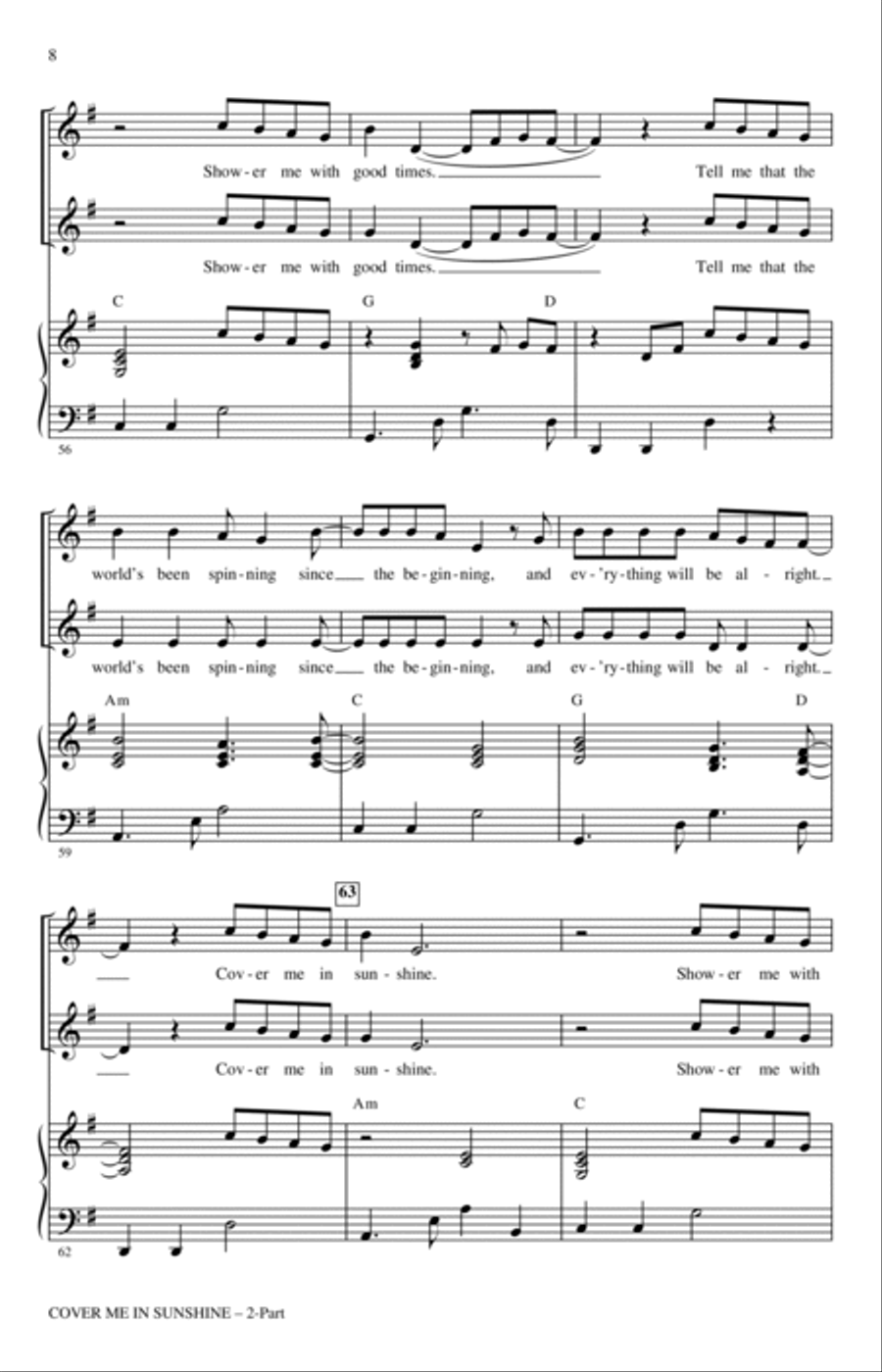 Cover Me In Sunshine (arr. Mac Huff) 2-Part scores gallery preview page 7