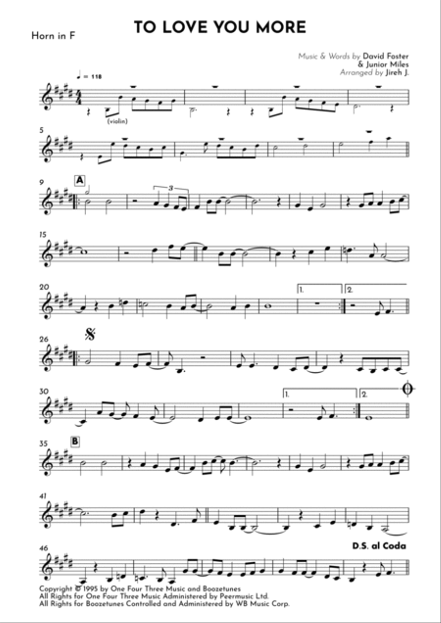 To Love You More To Love You More Horn Solo scores gallery preview page 2