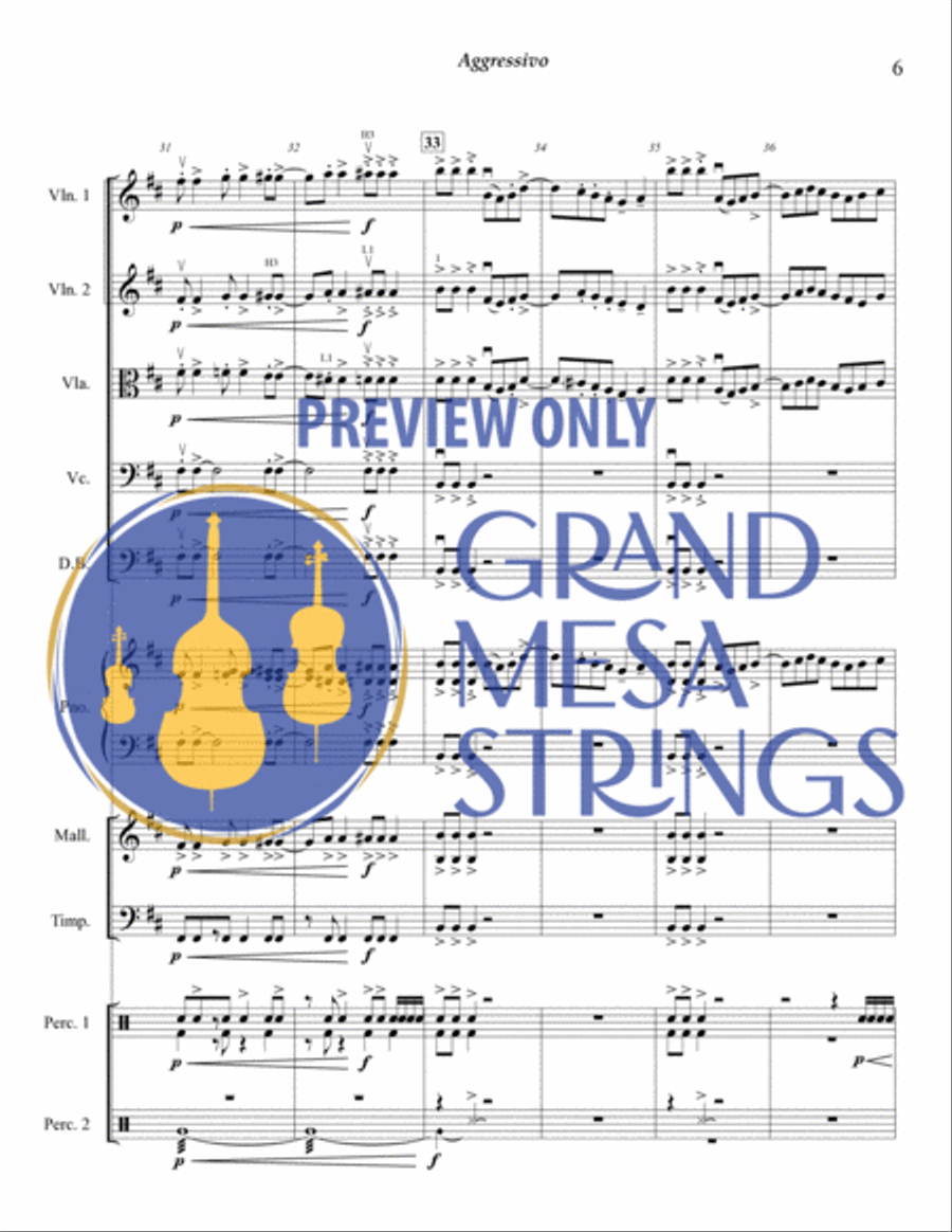 Aggressivo for Strings & Percussion String Orchestra scores gallery preview page 7